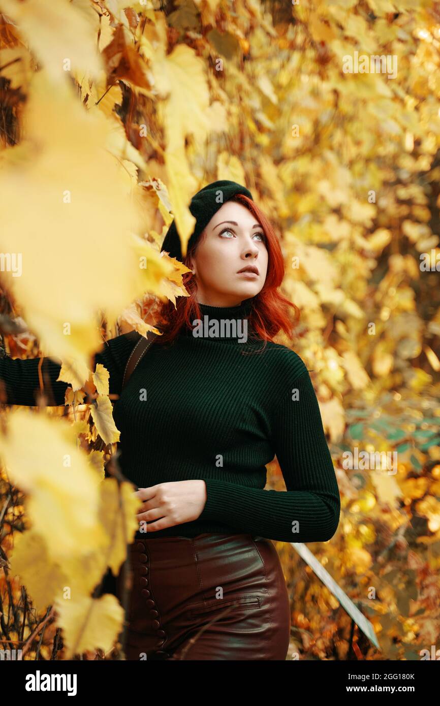 Black leather beret hi-res stock photography and images - Alamy