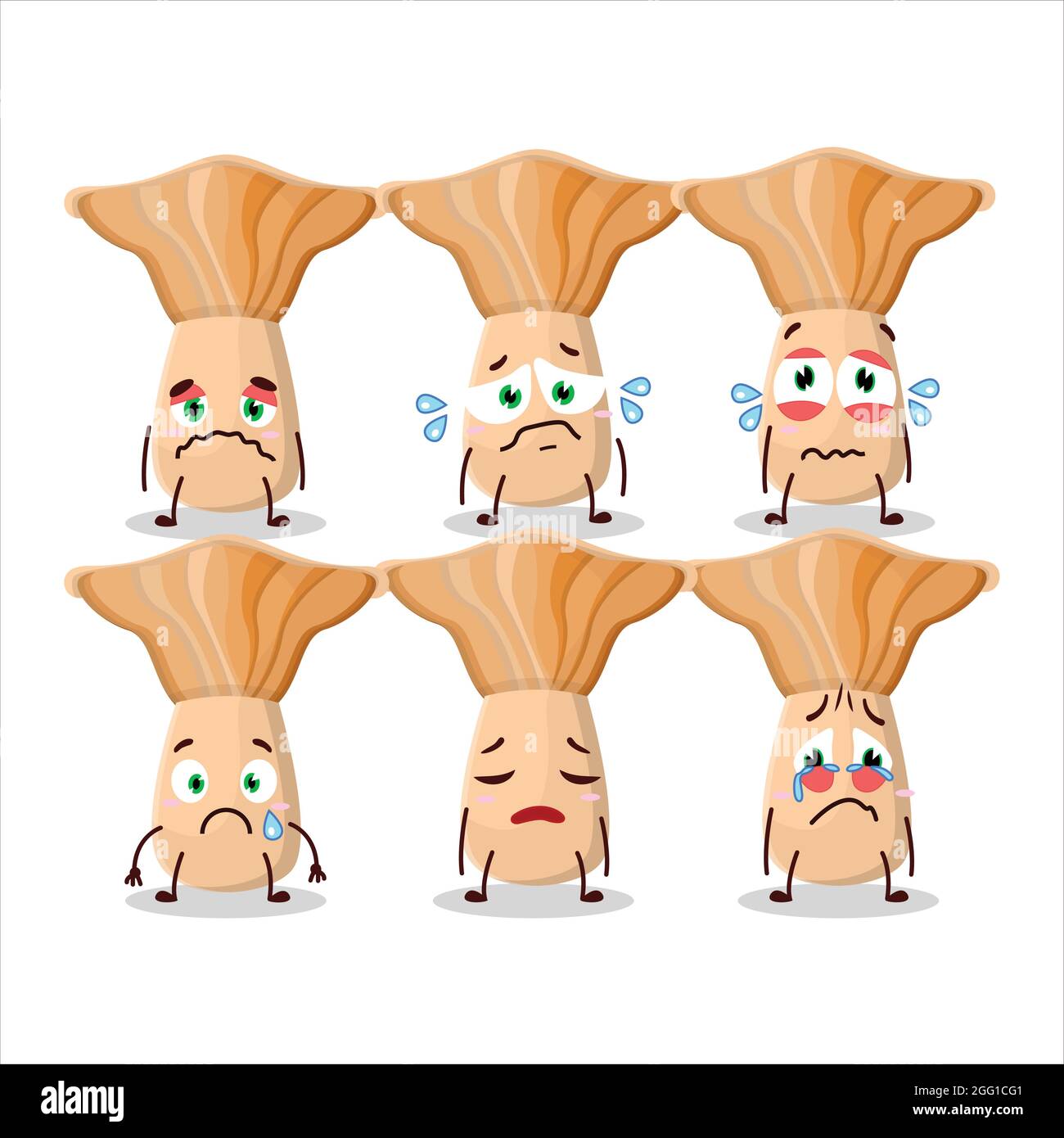 Lactarius cartoon in character with sad expression. Vector illustration