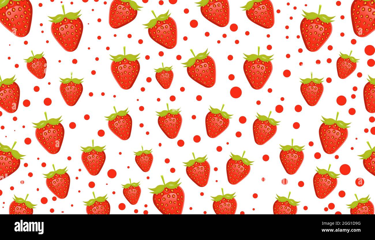 strawberry fruit pattern with many dots on white background Stock Vector