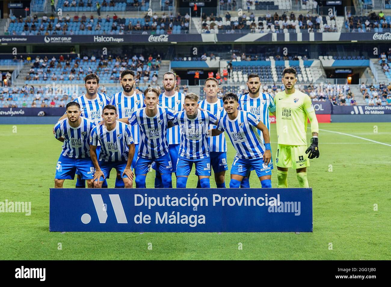 Malaga, Spain. 27th Aug, 2021. Malaga CF players seen before the La Liga  Smartbank 2021/2022 match between Malaga CF and AD Alcorcon at La Rosaleda  Stadium, in Malaga. Final Score Malaga CF
