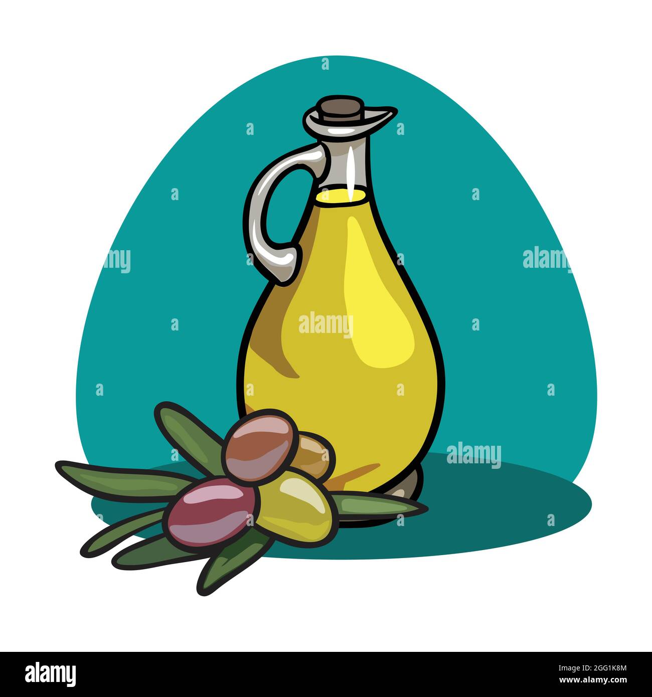 Olive fruit with olive oil. Stock Vector