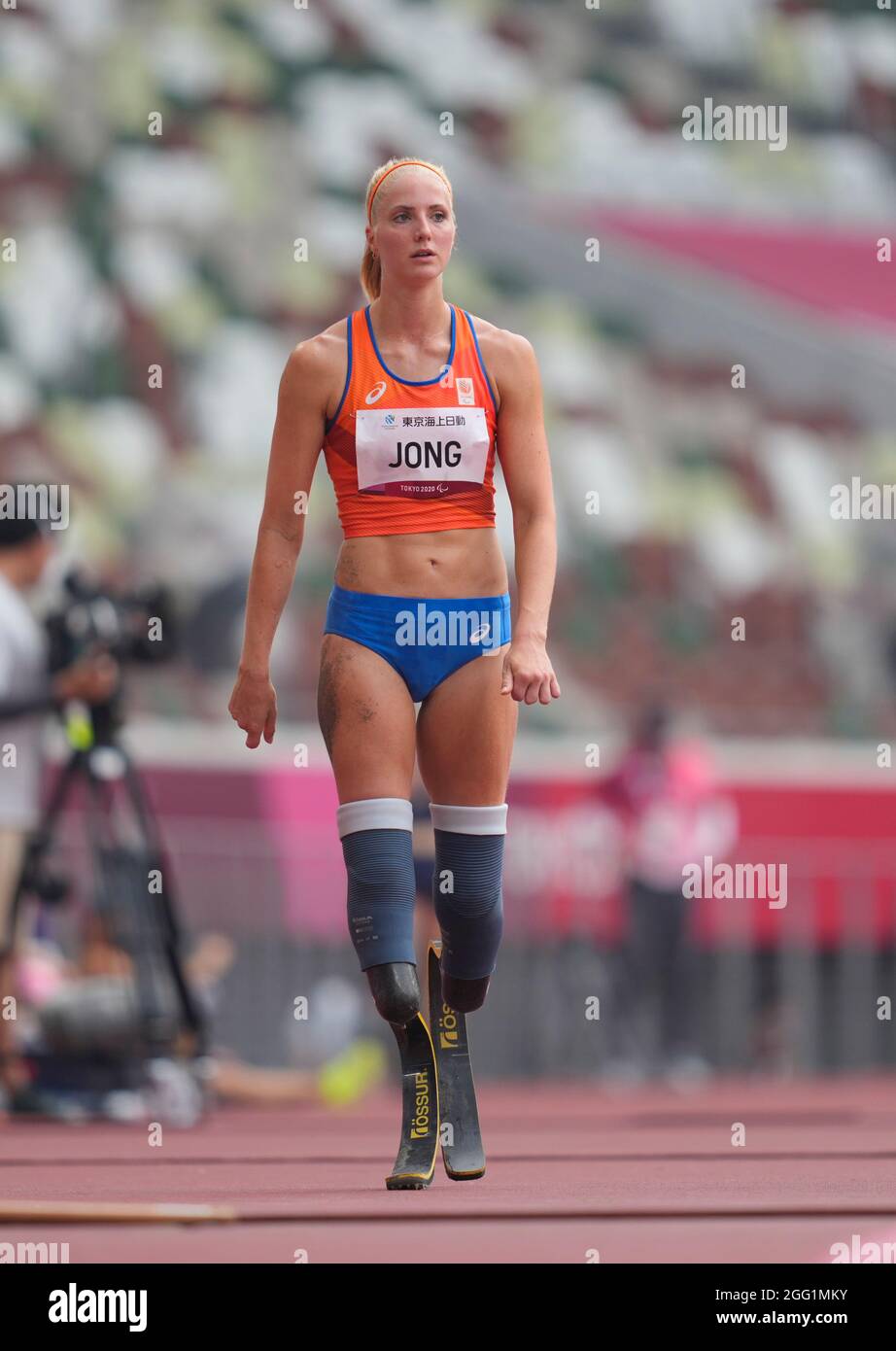 August 28, 2021: Fleur Jong from Netherlands winning and breaking the world  record in long jump during athletics at the Tokyo Paralympics, Tokyo  Olympic Stadium, Tokyo, Japan. Kim Price/CSM Credit: Cal Sport