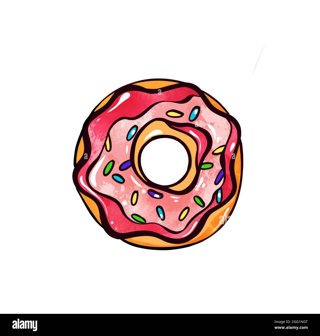 Illustration of a colored drawing of sweets donuts with glaze of