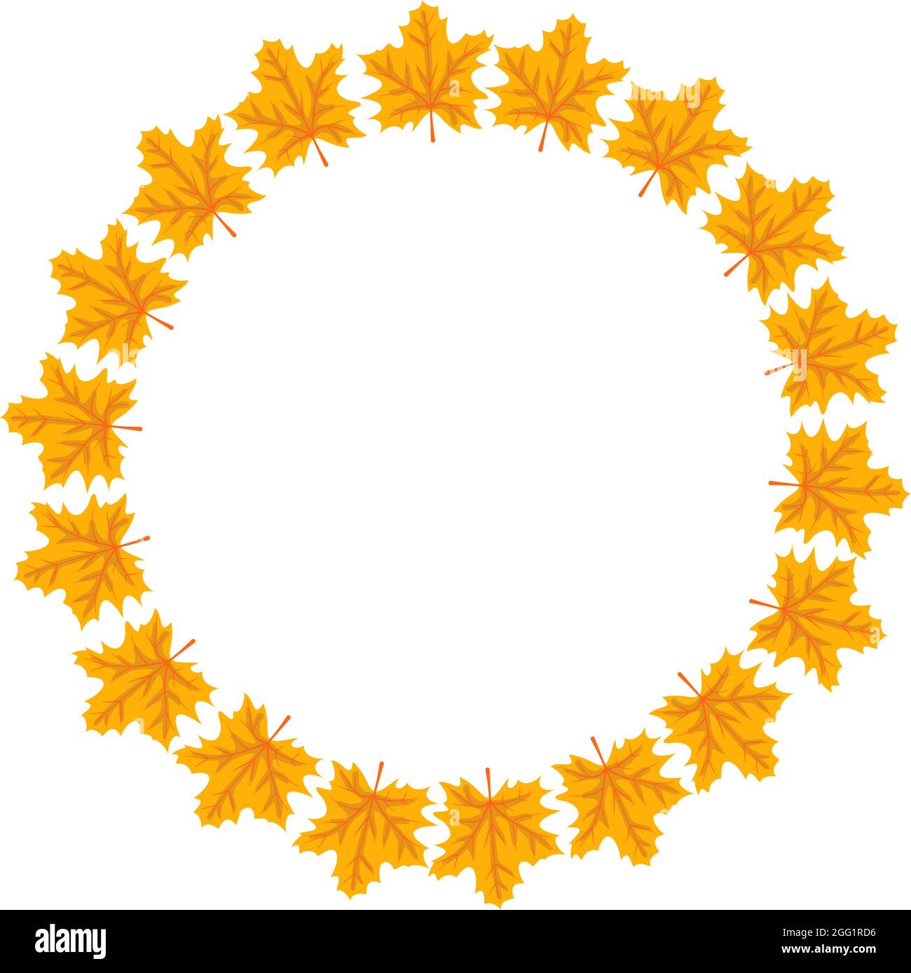 Round frame with orange and yellow maple leaves. Bright autumn wreath ...