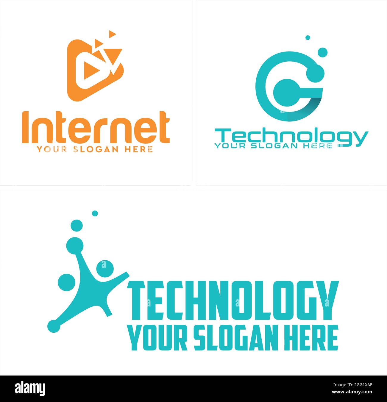 Triangle play button tech circuit and people icon vector initial logo technology vector design Stock Vector