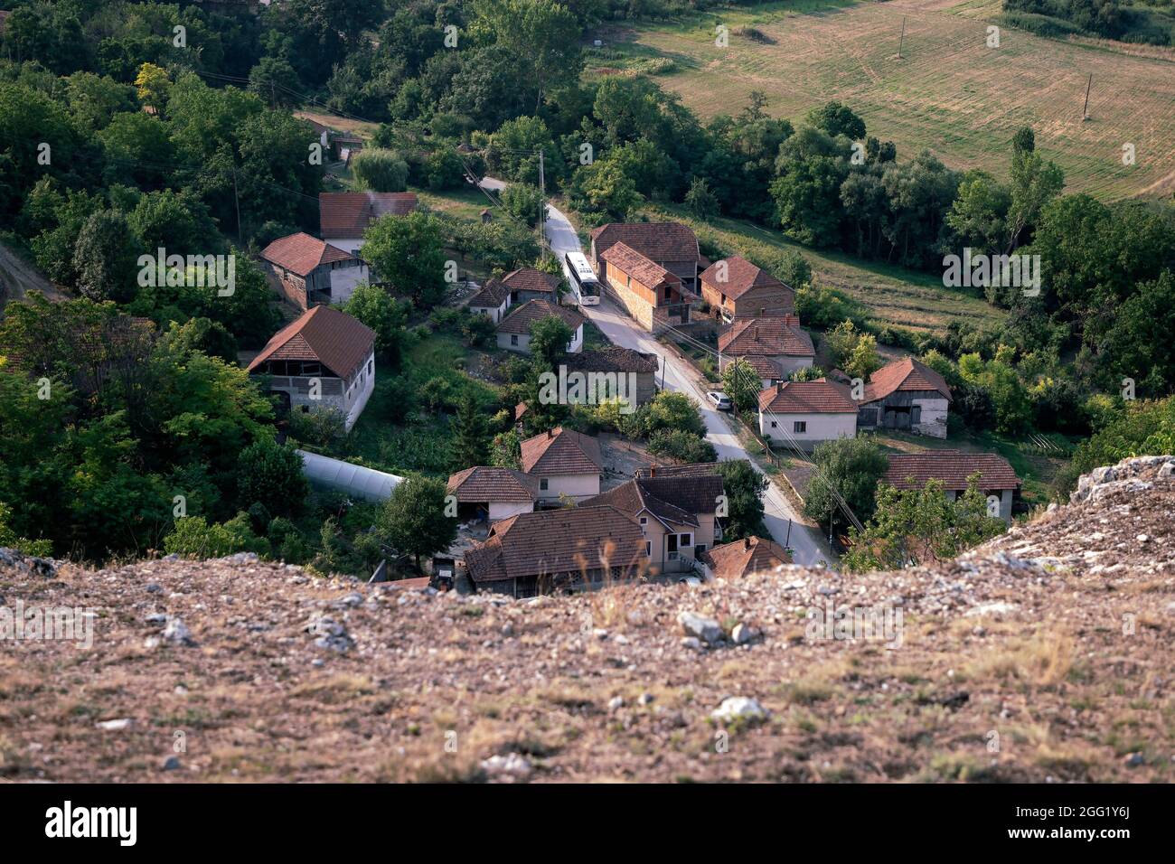 View of Village Vrmdža in Eastern Serbia Stock Photo