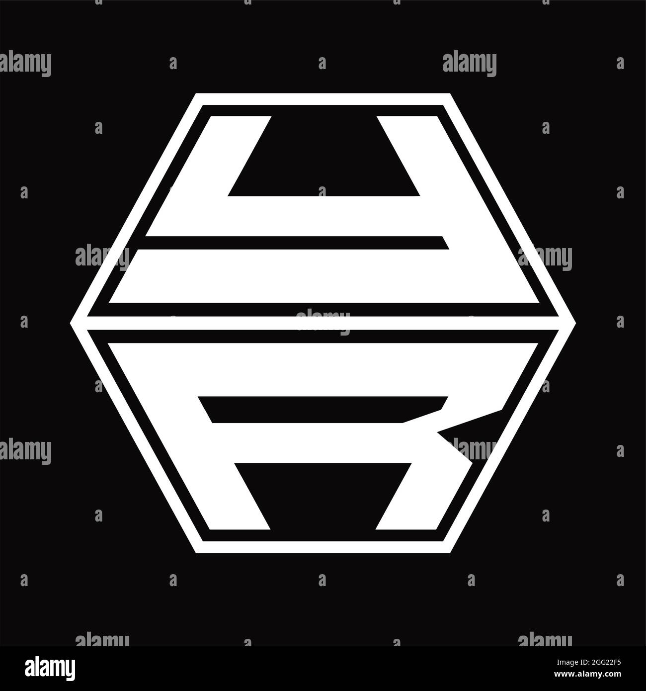 YR Logo monogram with hexagon shape up and down blackground design ...