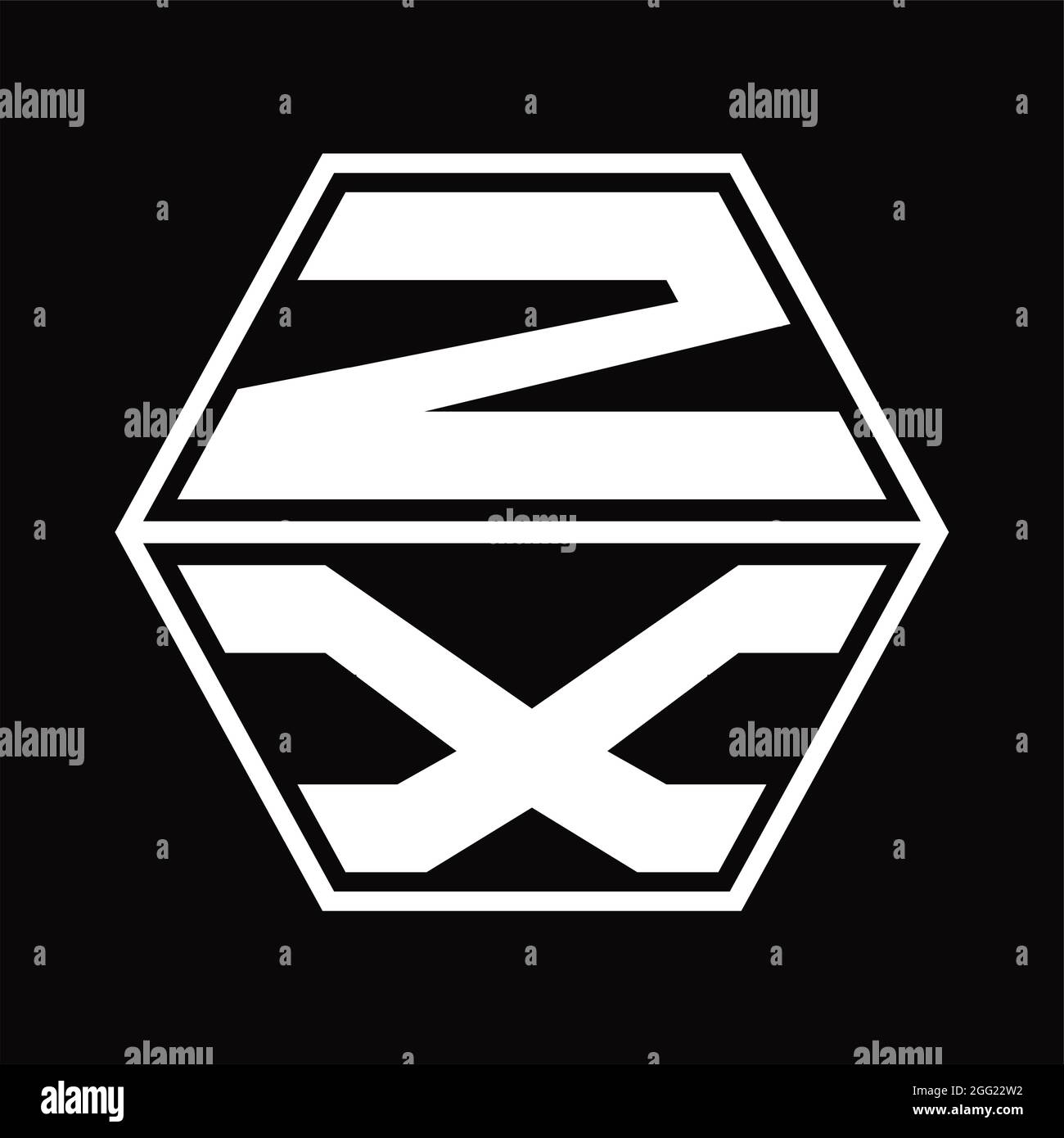 ZX Logo monogram with hexagon shape up and down blackground design ...