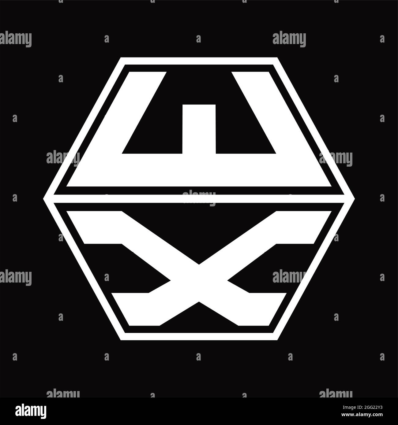 WX Logo monogram with hexagon shape up and down blackground design ...