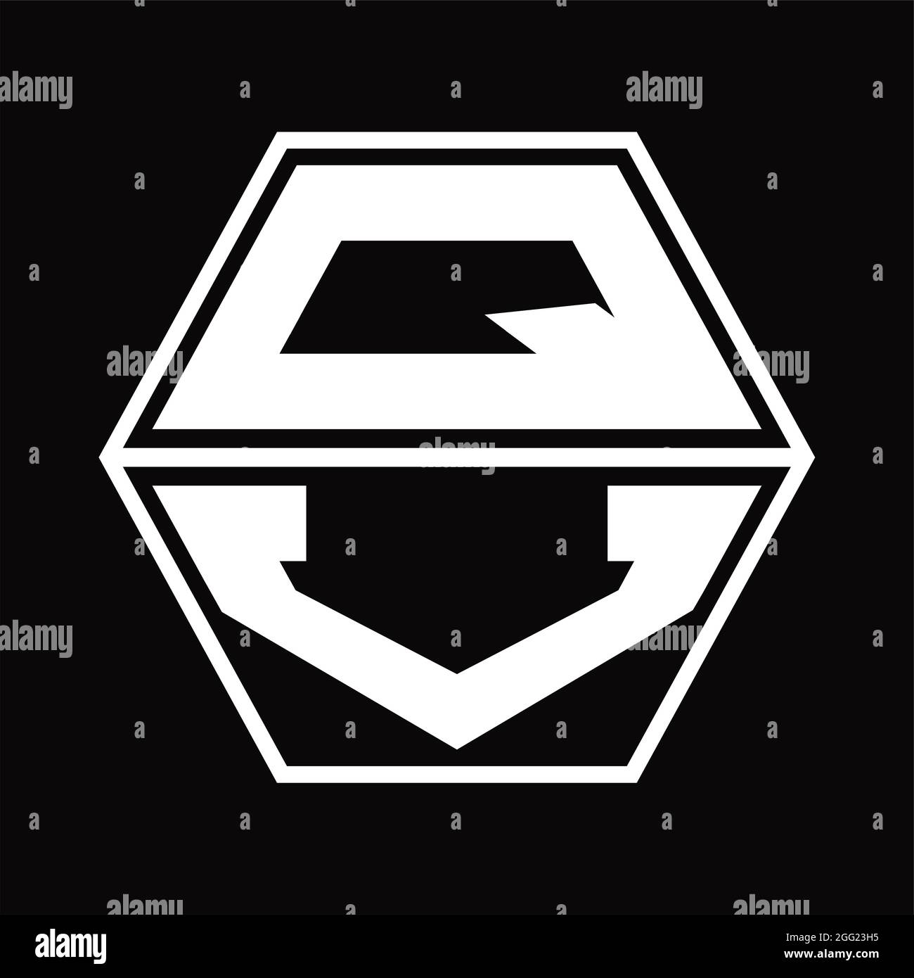 QV Logo monogram with hexagon shape up and down blackground design ...