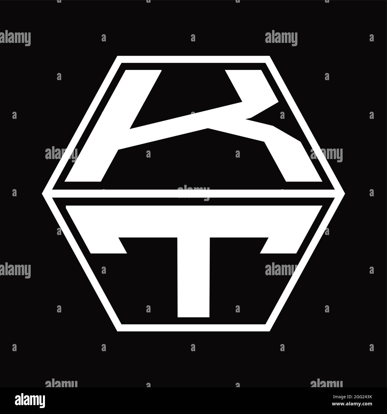 KT Logo monogram with diamond shape on blackground design template ...
