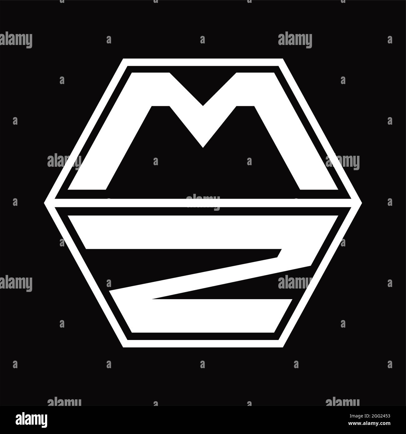 MZ Logo monogram with diamond shape on blackground design template ...