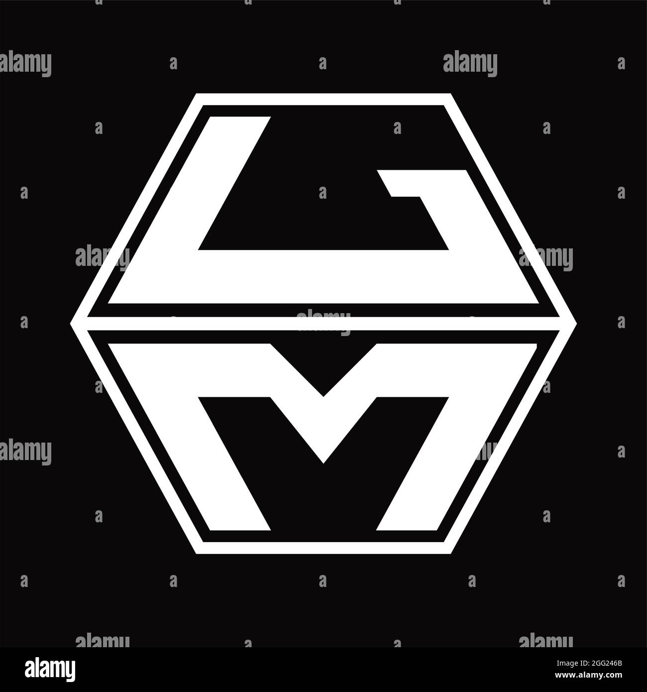 LM Logo monogram with diamond shape on blackground design template Stock Vector