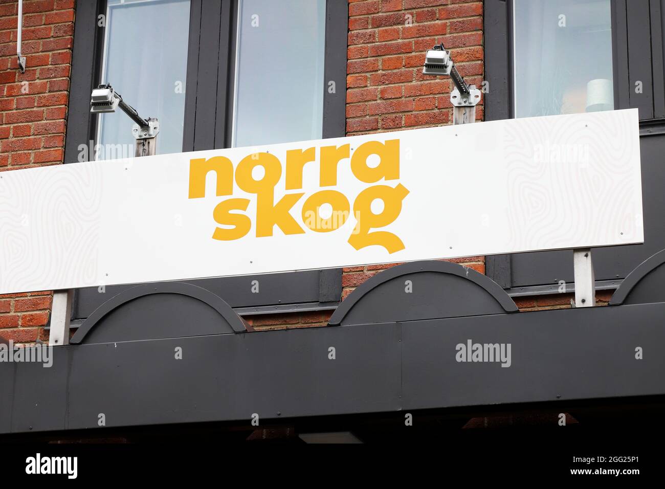 Vilhelmina, Sweden - August 25, 2021: The forest owners association Norra skog logo sign at its office. Stock Photo