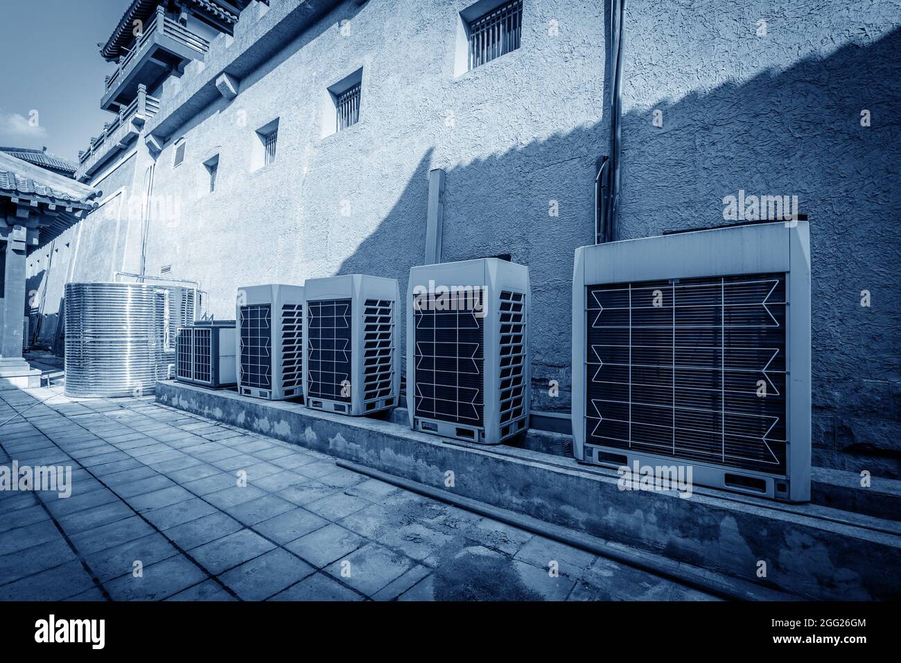 Central air conditioning outdoor unit Stock Photo Alamy