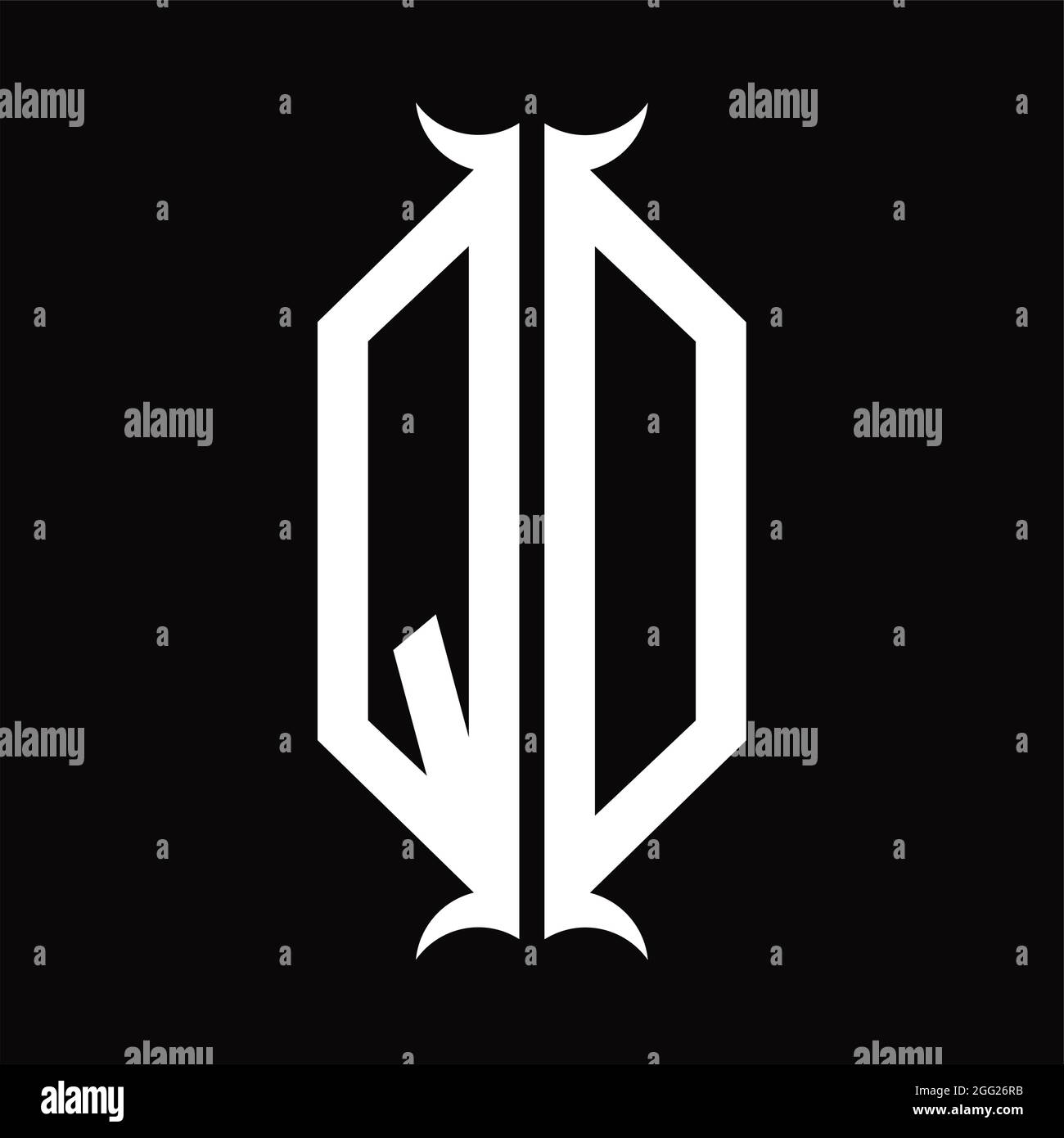 QD Logo monogram with horn shape isolated black and white design ...