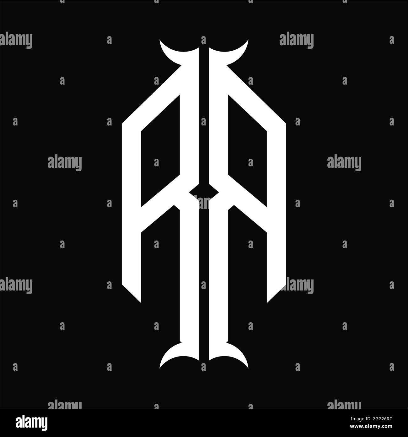 RR Logo monogram with horn shape isolated black and white design ...