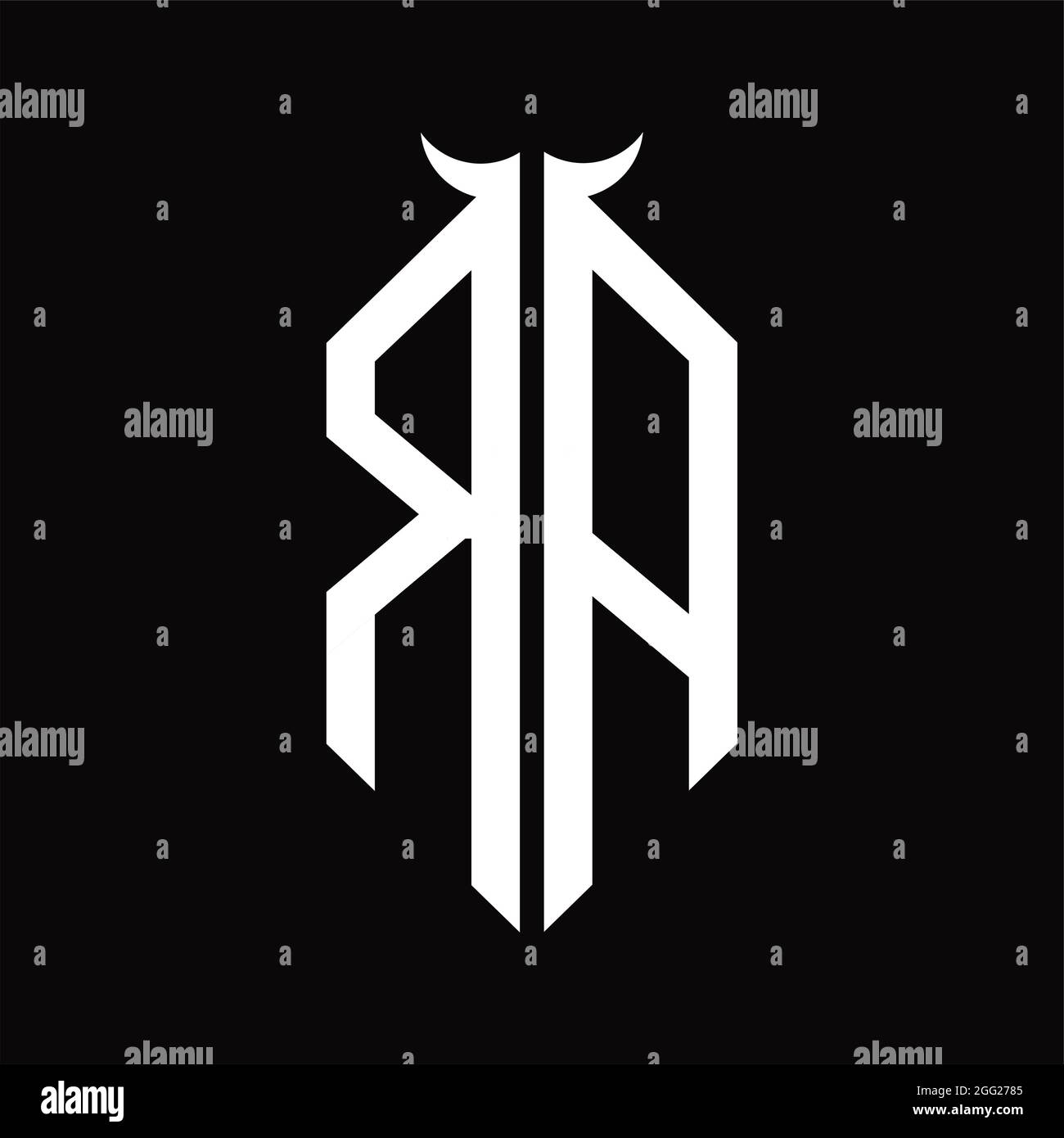RA Logo monogram with horn shape isolated black and white design ...