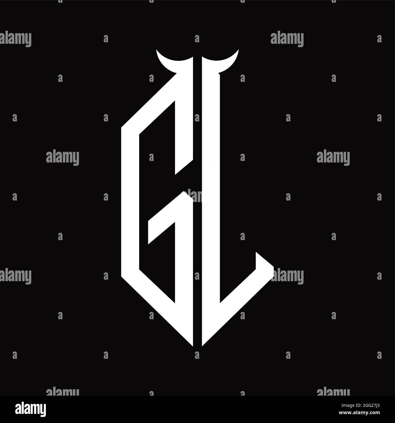 GL Logo monogram with horn shape isolated black and white design ...