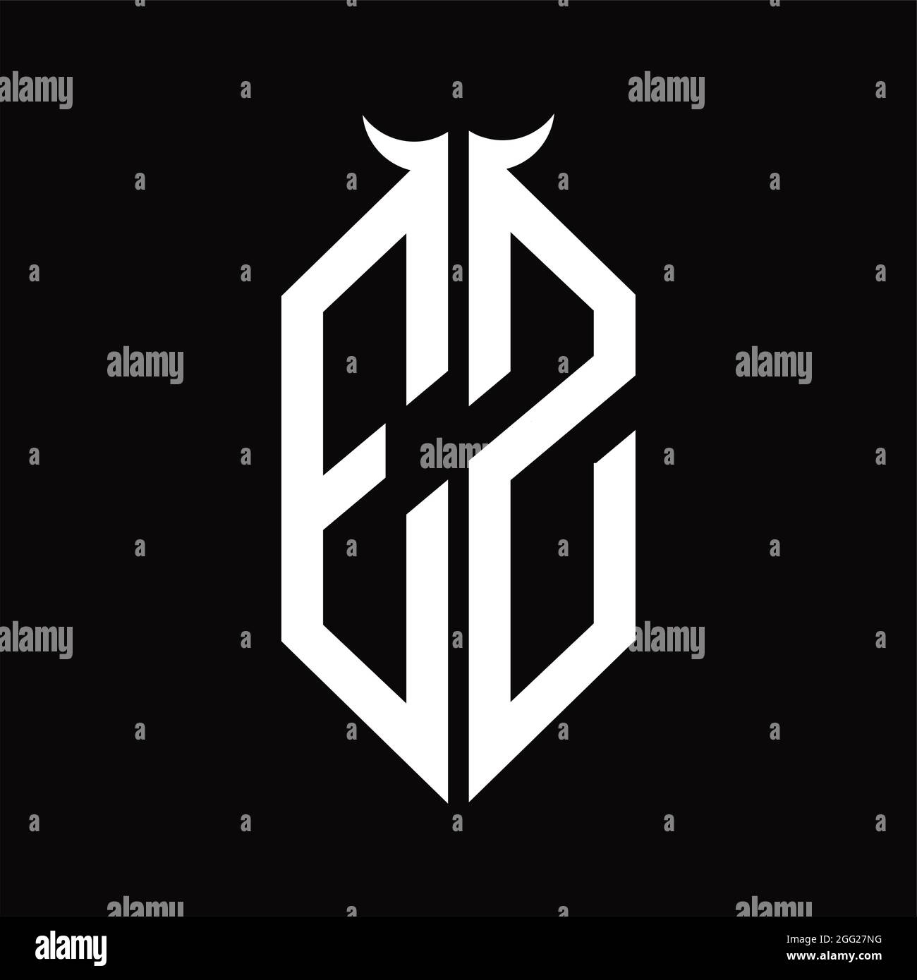 EZ Logo monogram with horn shape isolated black and white design ...