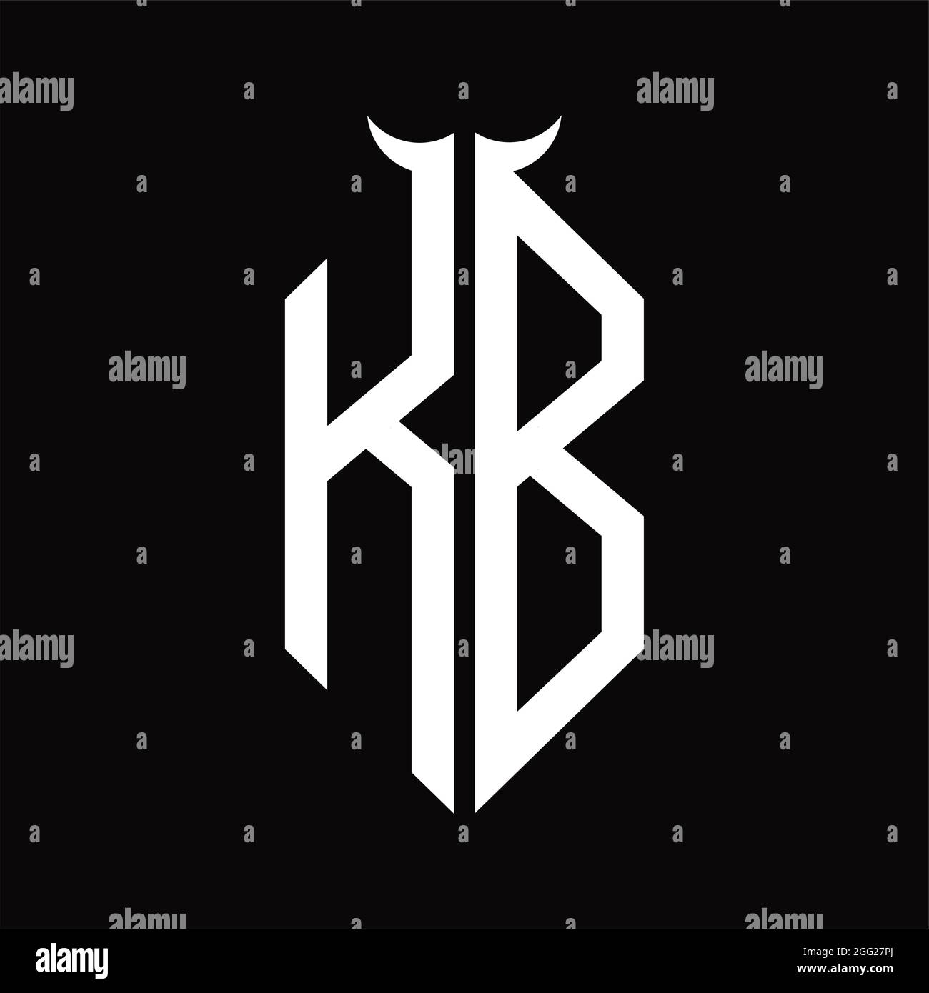 KB Logo monogram with horn shape isolated black and white design ...