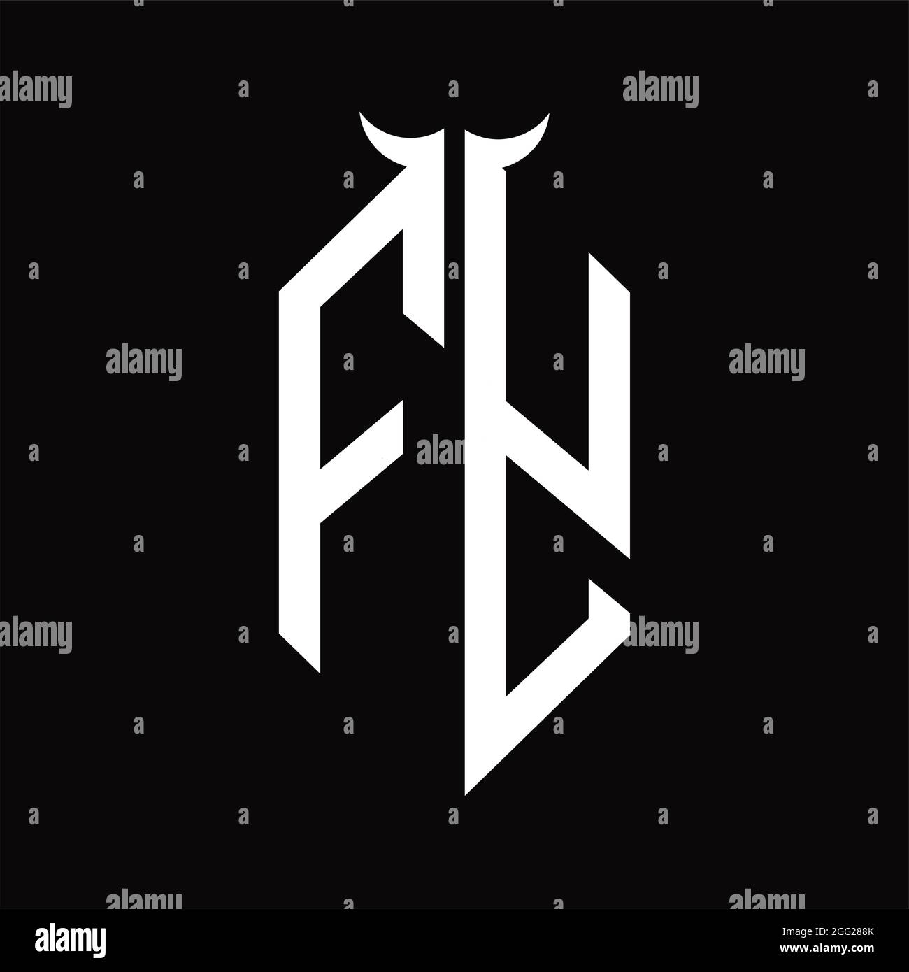 FY Logo monogram with horn shape isolated black and white design ...