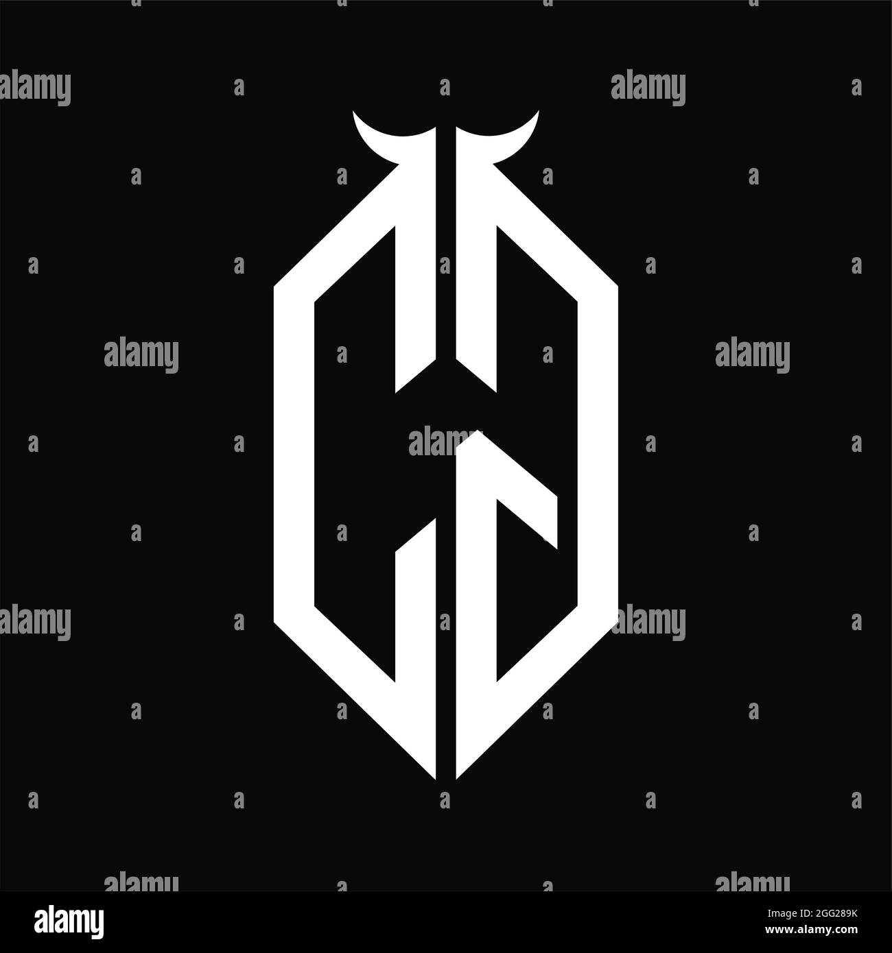 CG Logo monogram with horn shape isolated black and white design ...