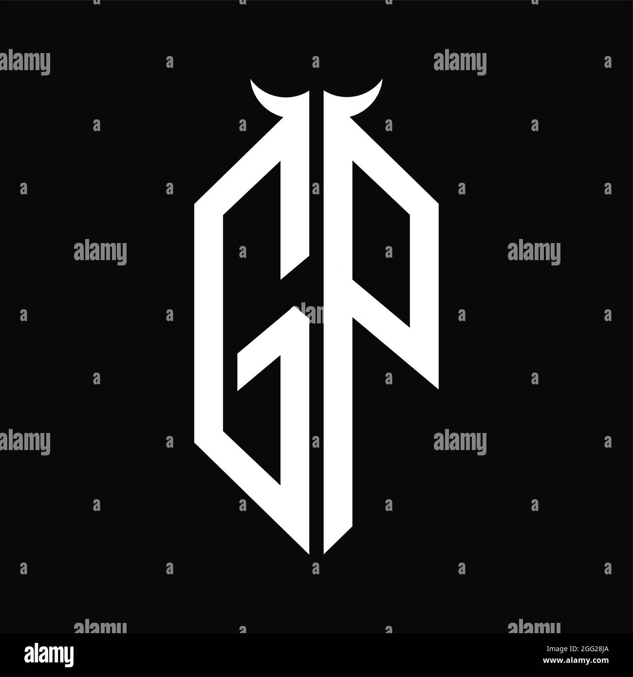 GP Logo monogram with horn shape isolated black and white design ...