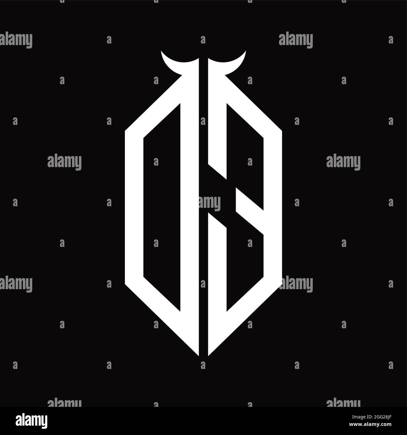 DE Logo monogram with horn shape isolated black and white design ...