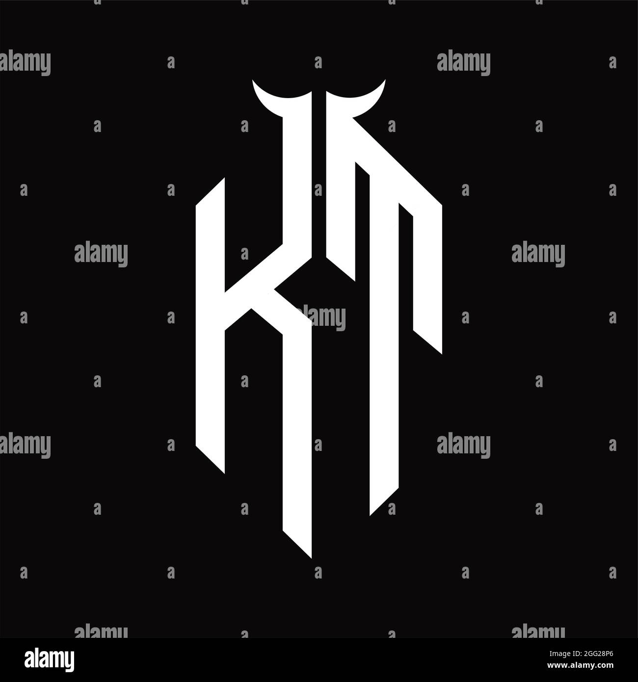 KT Logo monogram with horn shape isolated black and white design ...