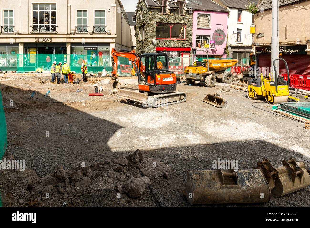 Roadworks at Bridge Street, Tralee, County Kerry, Ireland as of 2021 Stock Photo
