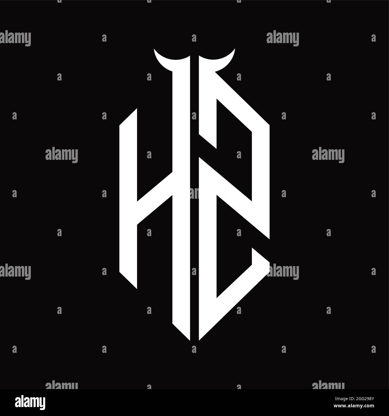 HS Logo monogram with horn shape isolated black and white design ...