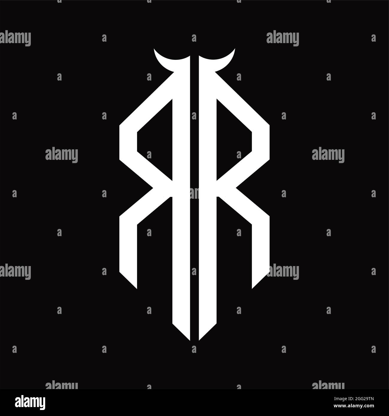 RR Logo monogram with shield shape isolated black background design ...