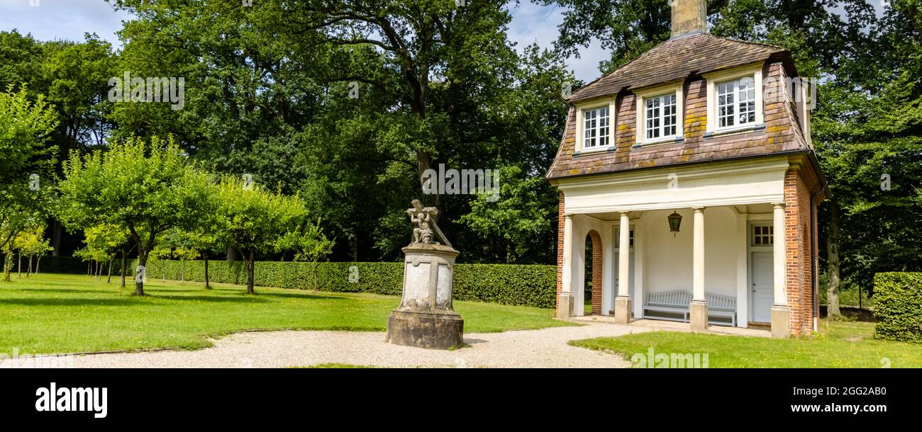 Sogel, Germany - August 25, 2021: tea hosue in landscaped cloister garden at castle Clemenswerth in Sogel Lower Saxony in Germany Stock Photo