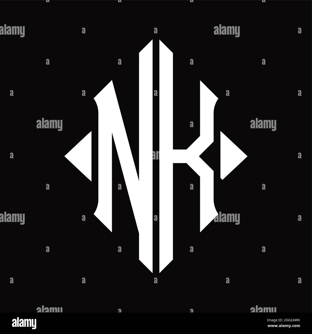 NK Logo monogram with shield shape isolated black background design ...