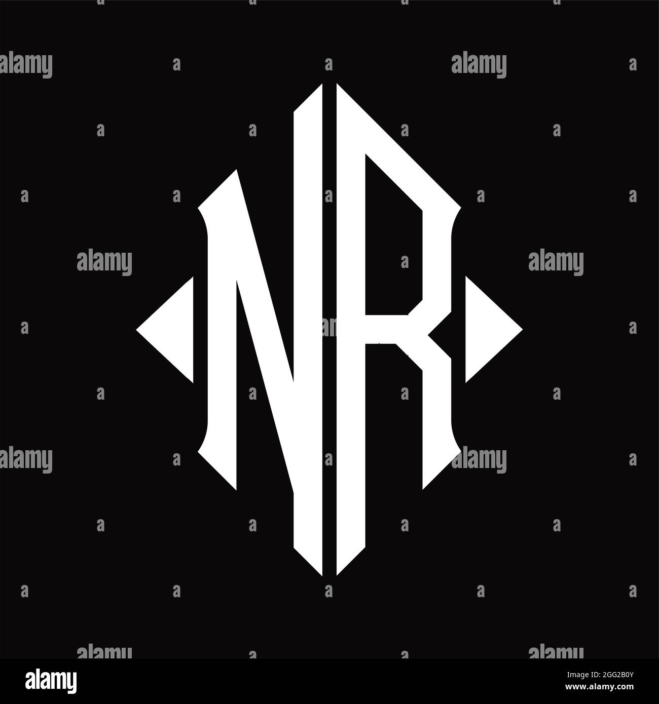 NR Logo monogram with shield shape isolated black background design ...