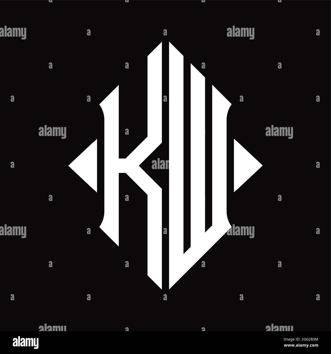 KW Logo monogram with shield shape isolated black background design