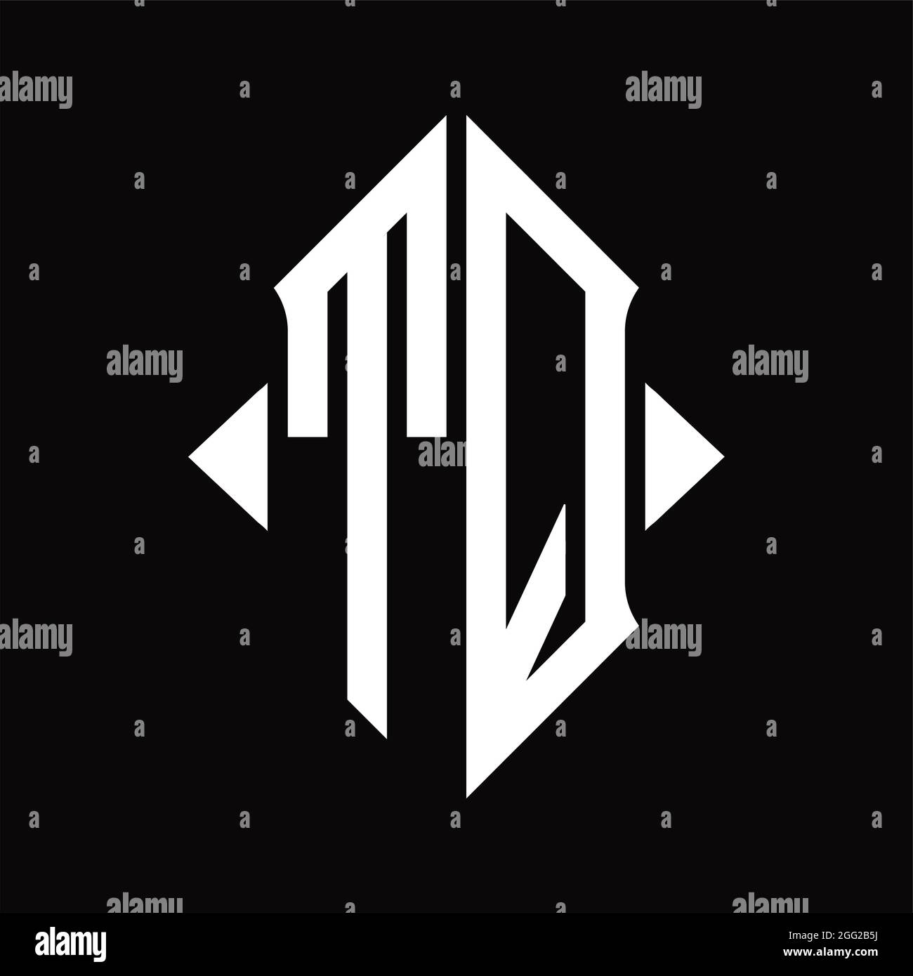 TQ Logo monogram with shield shape isolated black background design ...