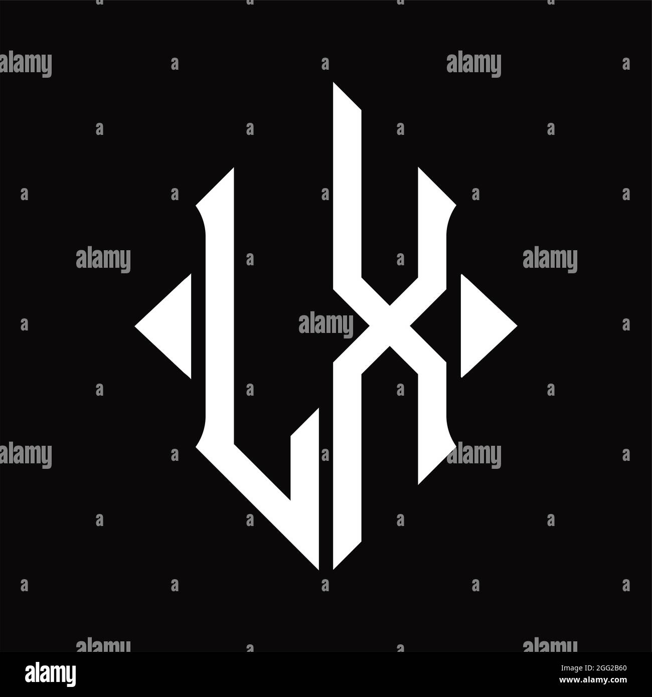 LX Logo monogram with shield shape isolated black background design ...