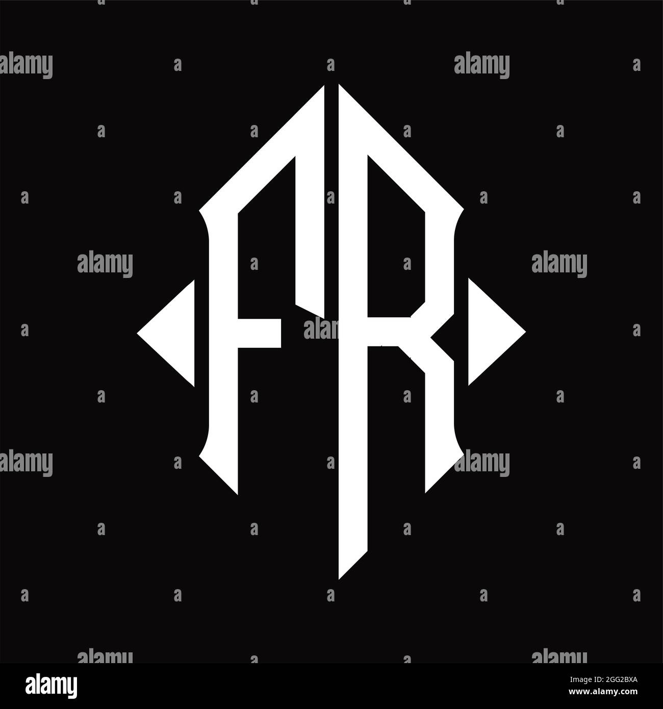FR Logo monogram with shield shape isolated black background design ...