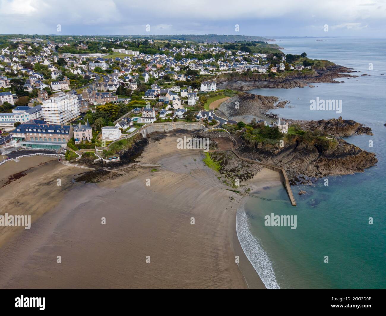 Aerial view of SaintQuayPortrieux beach, Cotes d'Armor, Brittany
