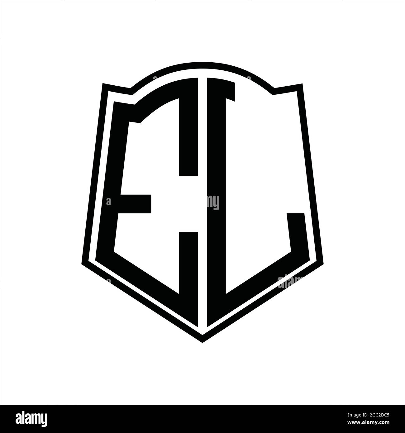 Logo monogram with shield shape outline design template isolated in ...