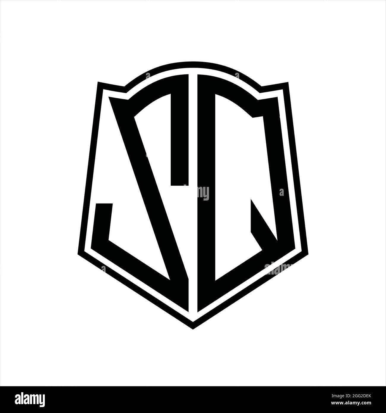 ZQ Logo monogram with shield shape outline design template isolated in ...