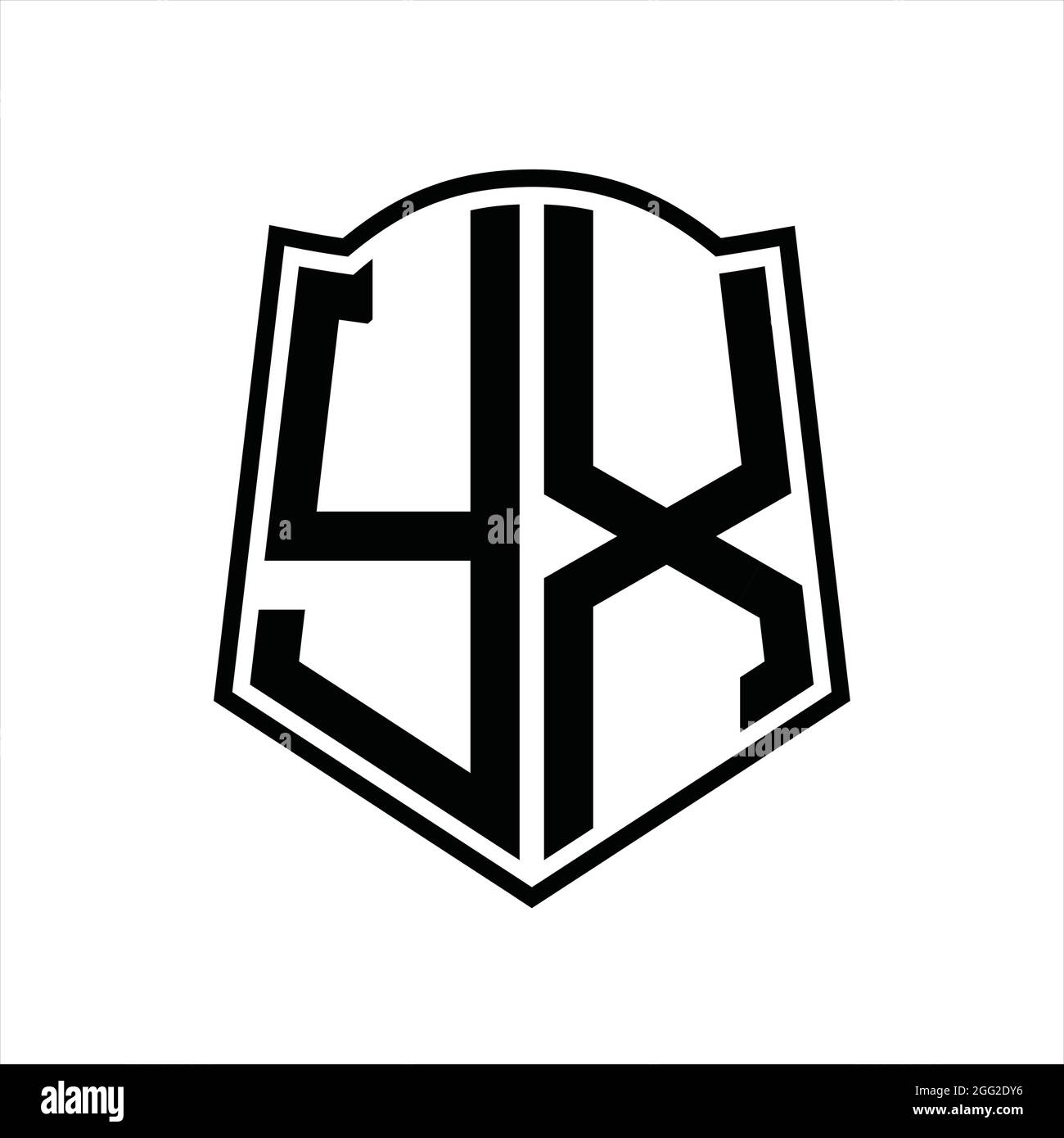 YX Logo monogram with shield shape outline design template isolated in ...