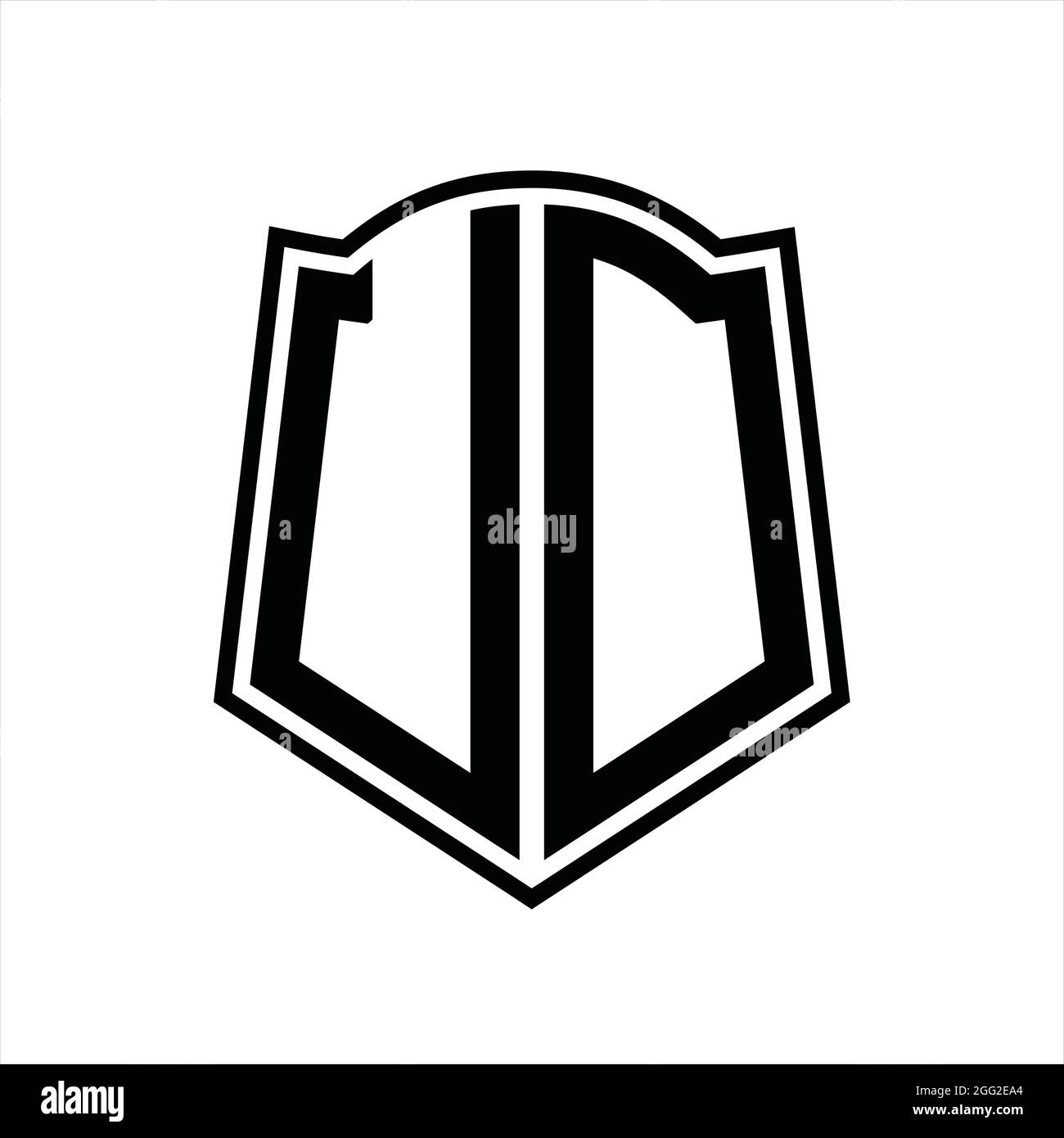 UD Logo monogram with shield shape outline design template isolated in ...