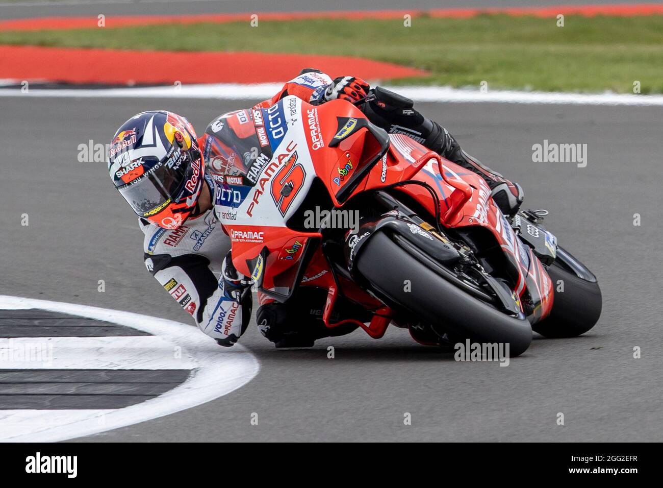 Silverstone Circuit, Silverstone, Northamptonshire, UK. 28th Aug, 2021. MotoGP British Grand Prix, Qualifying Day; Pramac Racing Team rider Johann Zarco on his Ducati Desmosedici GP21 Credit: Action Plus Sports/Alamy Live News Stock Photo