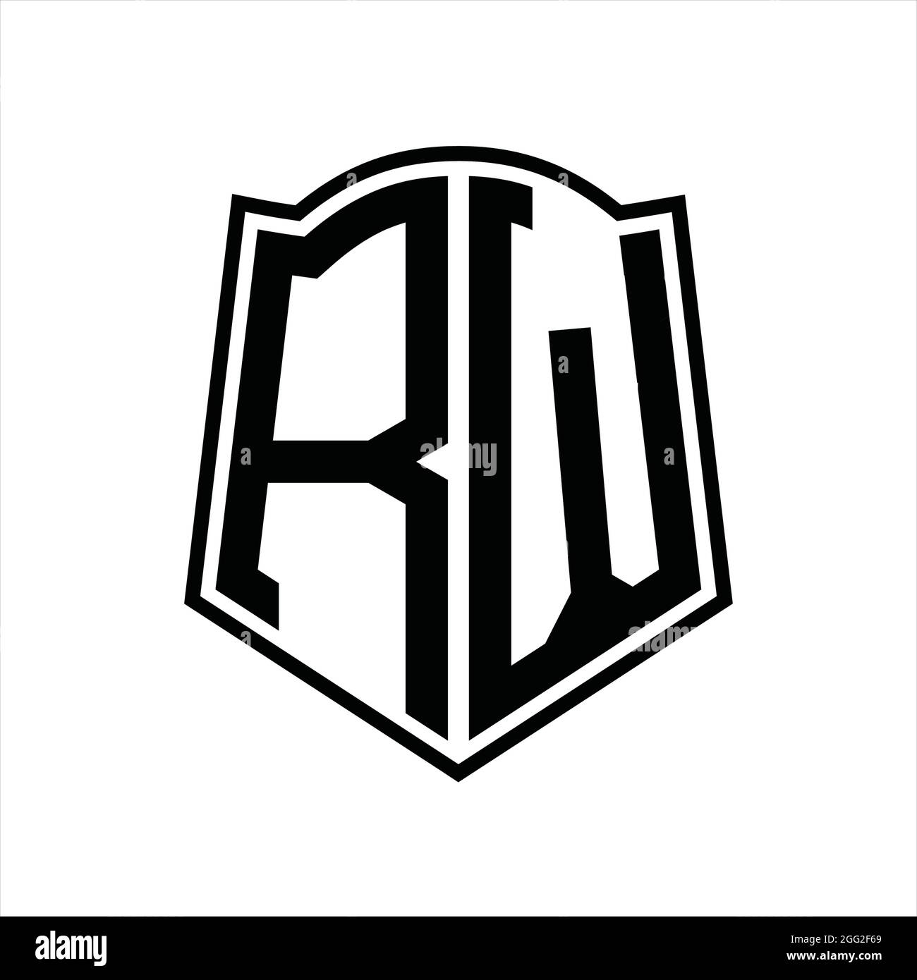 RW Logo monogram with shield shape outline design template isolated in ...