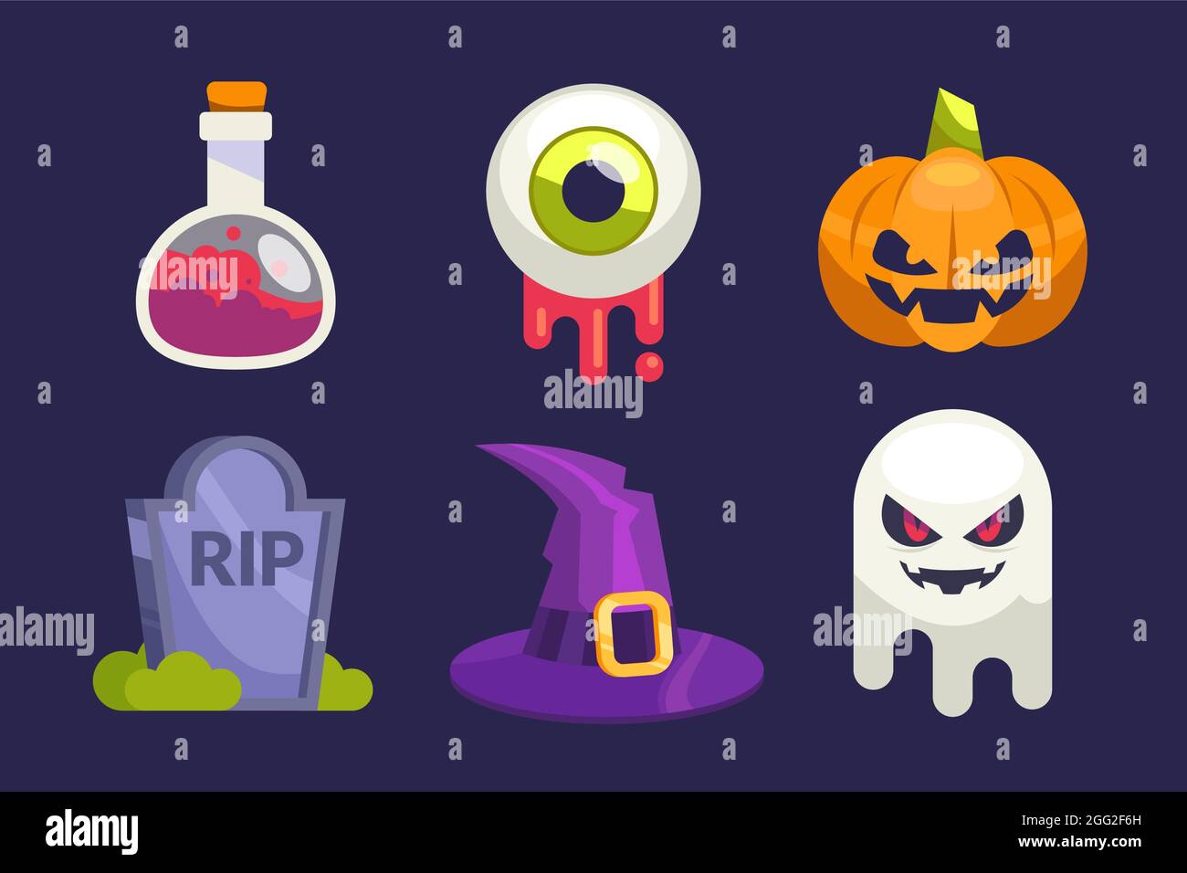 Flat halloween elements set Vector illustration Stock Vector Image ...