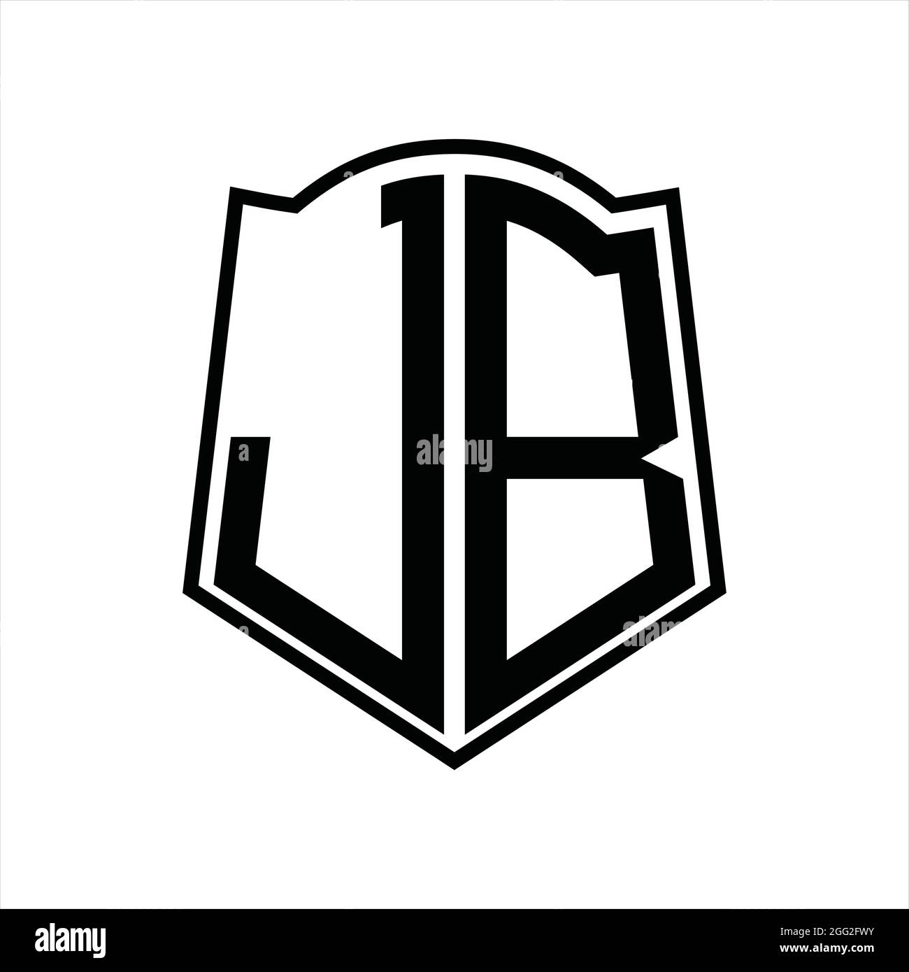 JB Logo monogram with shield shape outline design template isolated in ...