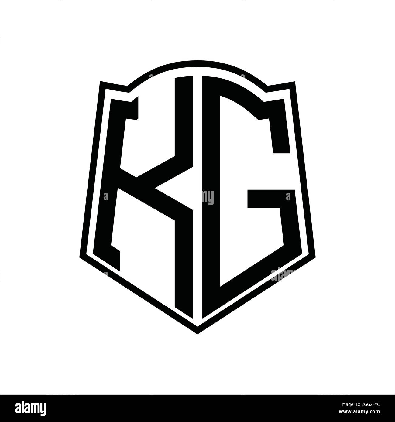 KG Logo monogram with shield shape outline design template isolated in ...